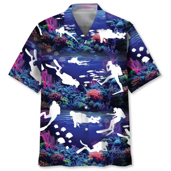 Plongée – Chemise hawaïenne corail néon océan