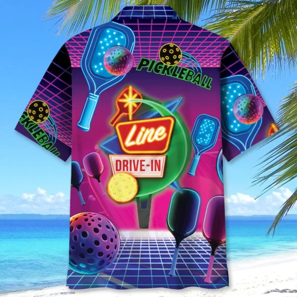 Pickleball – Chemise hawaïenne rétro néon amusante – Image 2