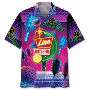 Pickleball – Chemise hawaïenne rétro néon amusante