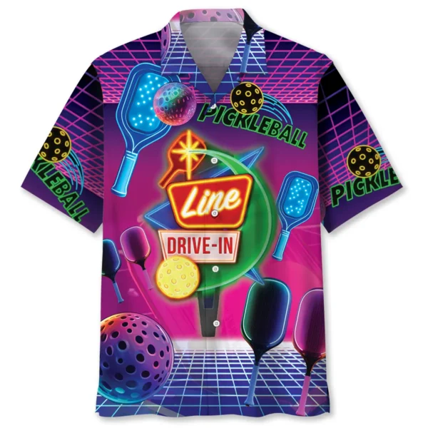 Pickleball – Chemise hawaïenne rétro néon amusante