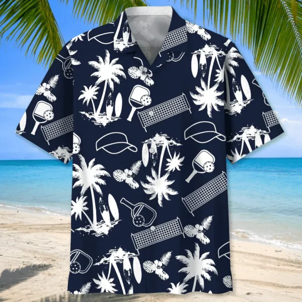 Pickleball – Chemise hawaïenne noire – Image 2
