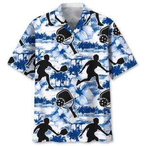 Pickleball – Chemise hawaïenne nature bleu