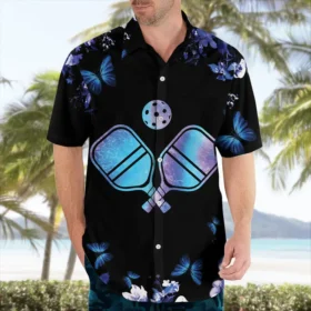 Pickleball – Chemise hawaïenne fleurie nature