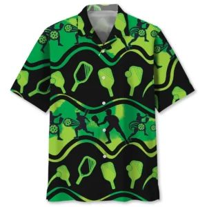 Pickleball – Chemise hawaïenne verte