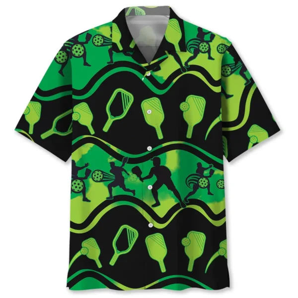 Pickleball – Chemise hawaïenne verte
