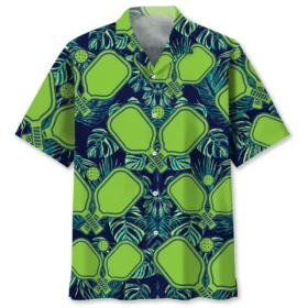 Pickleball – Chemise hawaïenne feuillage vert
