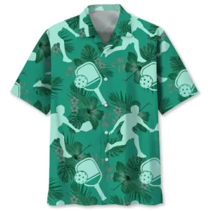 Pickleball – Chemise hawaïenne vert Kelly
