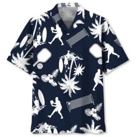 Pickleball – Chemise hawaïenne blanche « Play »