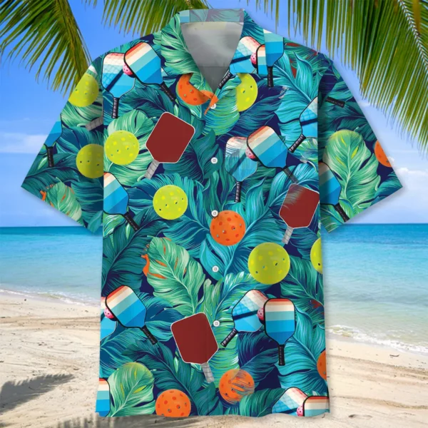 Pickleball – Chemise hawaïenne tropicale verte – Image 2