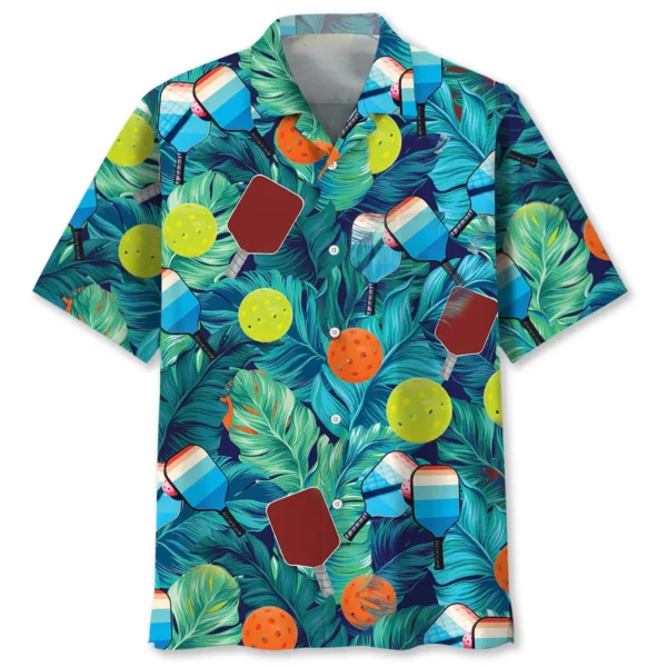 Pickleball – Chemise hawaïenne tropicale verte