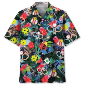 Pickleball – Chemise hawaïenne tropicale