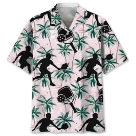 Pickleball – Chemise hawaïenne tropicale rose