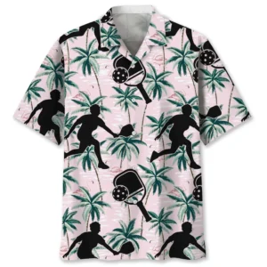 Pickleball – Chemise hawaïenne tropicale rose