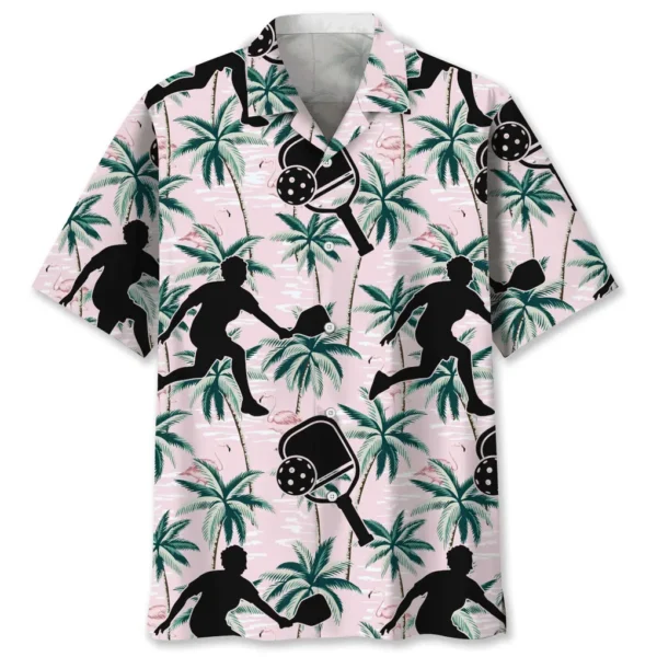 Pickleball – Chemise hawaïenne tropicale rose