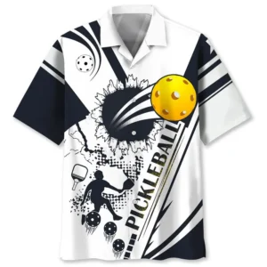 Pickleball – Chemise hawaïenne noire et blanche