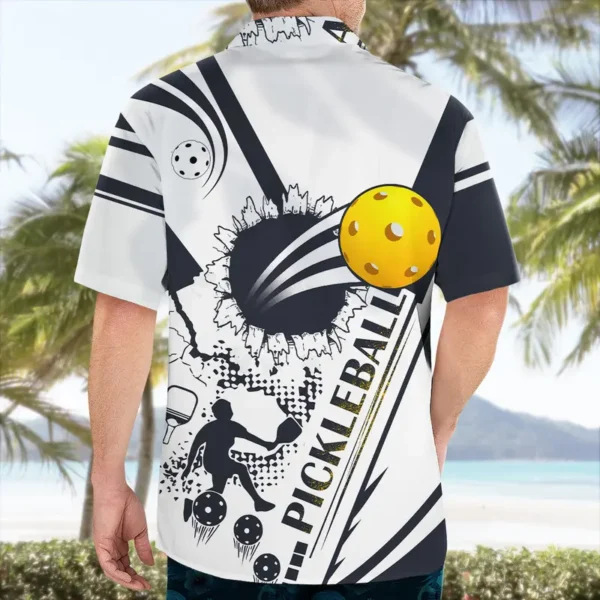 Pickleball – Chemise hawaïenne noire et blanche – Image 2
