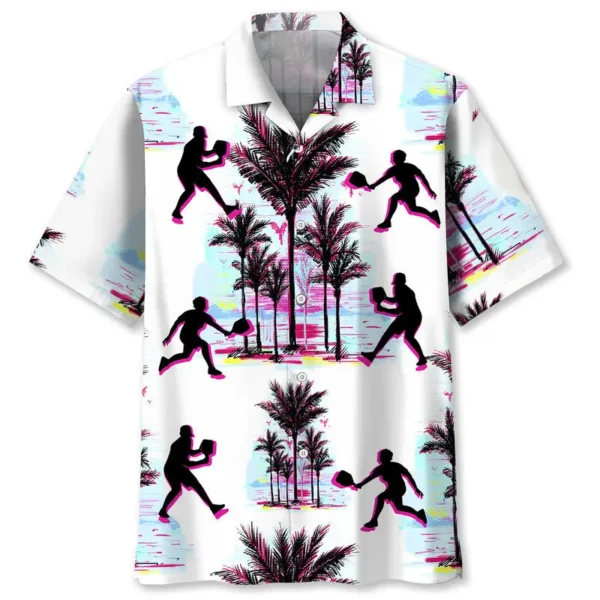 Pickleball – Chemise hawaïenne blanche