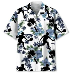 Pickleball – Chemise hawaïenne blanche nature