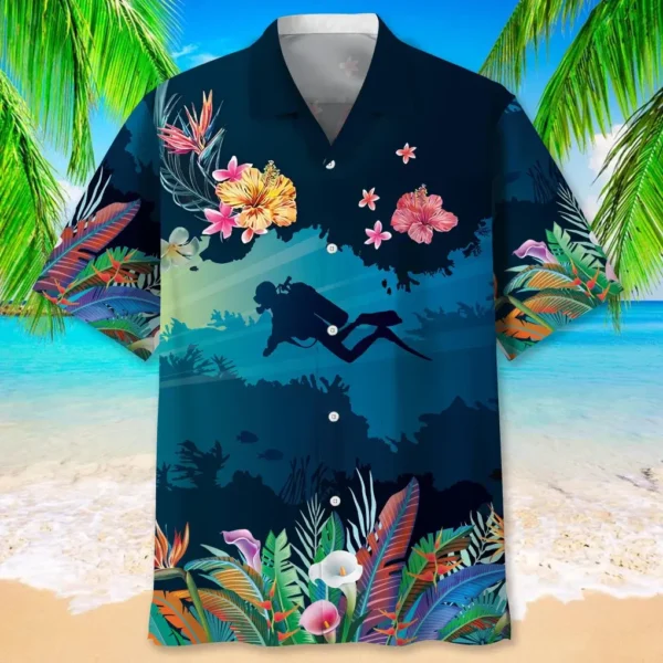 Plongée – Chemise hawaïenne plage tropicale – Image 2