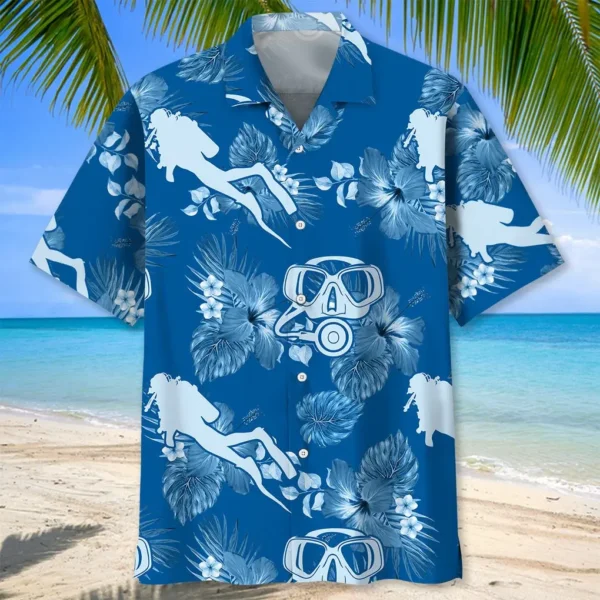 Plongée – Chemise hawaïenne bleue – Image 2