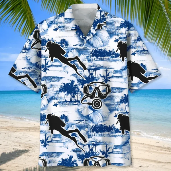 Plongée – Chemise hawaïenne nature bleue – Image 2