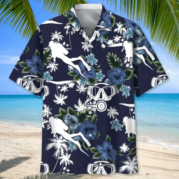 Plongée – Chemise hawaïenne nature bleue – Image 2