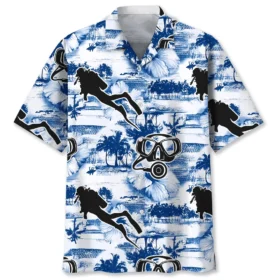 Plongée – Chemise hawaïenne nature bleue