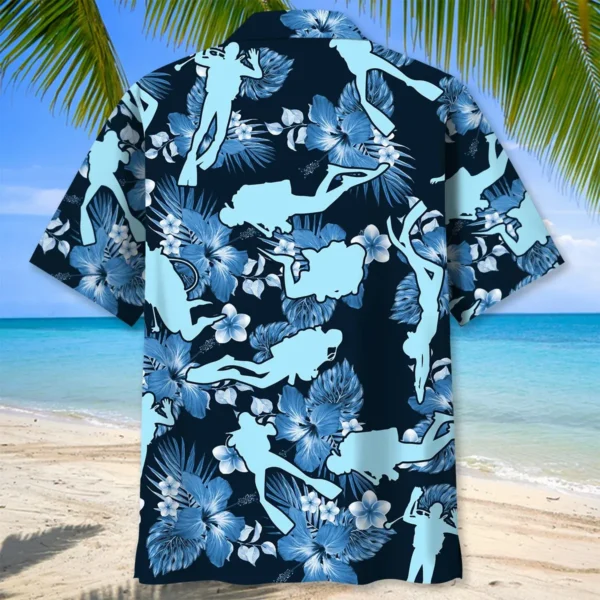 Plongée – Chemise hawaïenne nature bleue – Image 2