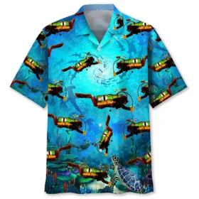 Plongée – Chemise hawaïenne créatures marines