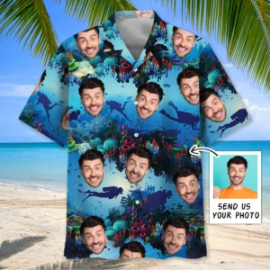 Plongée – Chemise hawaïenne photo personnalisée