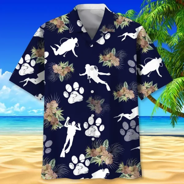 Plongée – Chemise hawaïenne chien tropical – Image 2