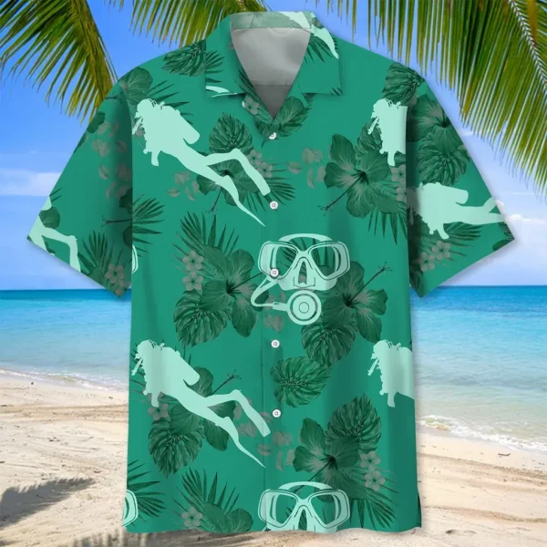 Plongée – Chemise hawaïenne vert Kelly – Image 2