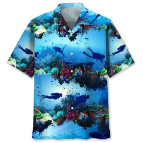Plongée – Chemise hawaïenne océan clair