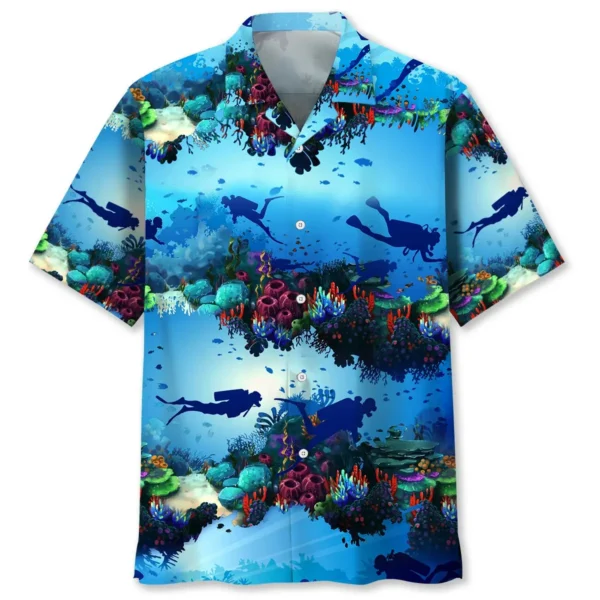 Plongée – Chemise hawaïenne océan clair