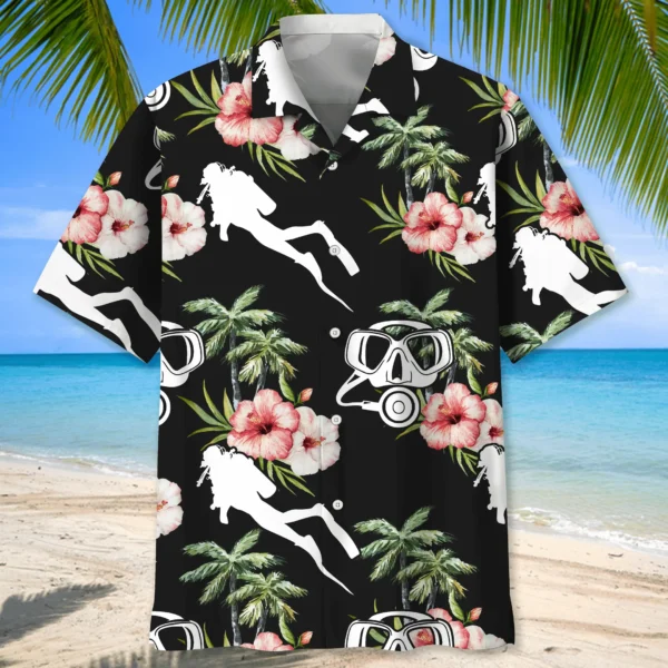 Plongée – Chemise hawaïenne nature & fleurs – Image 2