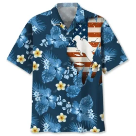 Plongée – Chemise hawaïenne tropicale USA bleu