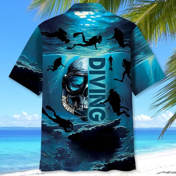 Plongée – Chemise hawaïenne crâne de plongeur – Image 2