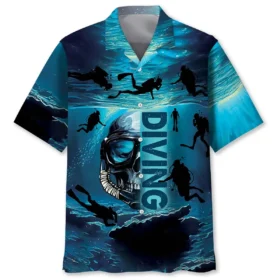 Plongée – Chemise hawaïenne crâne de plongeur