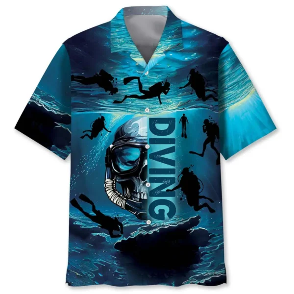 Plongée – Chemise hawaïenne crâne de plongeur