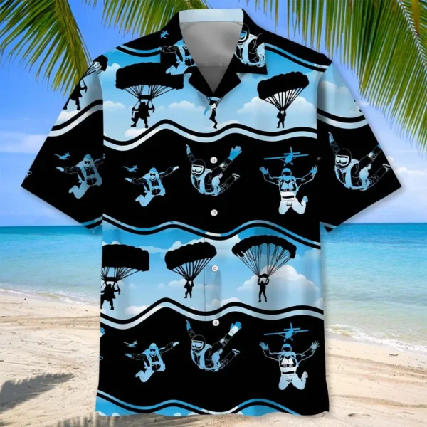 Parachutisme – Chemise hawaïenne bleue – Image 2