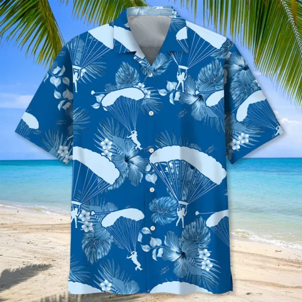 Parachutisme – Chemise hawaïenne bleue – Image 2