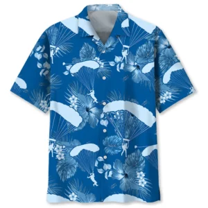 Parachutisme – Chemise hawaïenne bleue