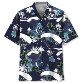 Parachutisme – Chemise hawaïenne nature bleue