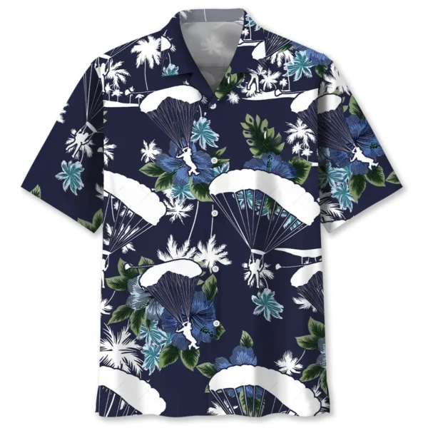 Parachutisme – Chemise hawaïenne nature bleue