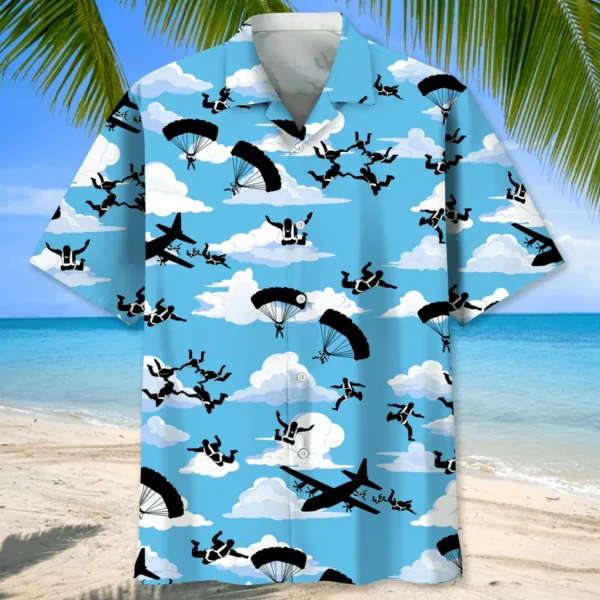 Parachutisme – Chemise hawaïenne ciel bleu – Image 2