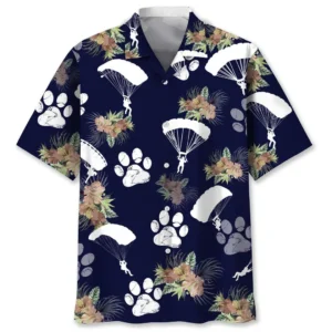 Parachutisme – Chemise hawaïenne chien tropical