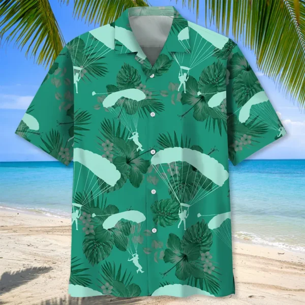 Parachutisme – Chemise hawaïenne vert Kelly – Image 2