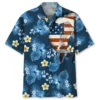 Parachutisme – Chemise hawaïenne tropicale USA bleu