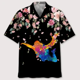 Parachutisme – Chemise hawaïenne fleurs aquarelle