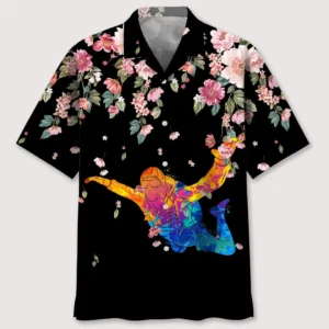 Parachutisme – Chemise hawaïenne fleurs aquarelle